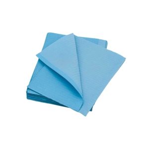 Dental Bibs, Blue, 3-Ply Paper, 1-Ply Poly
