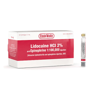 Cook-Waite Lidocaine Red HCI 2% & Epinephrine